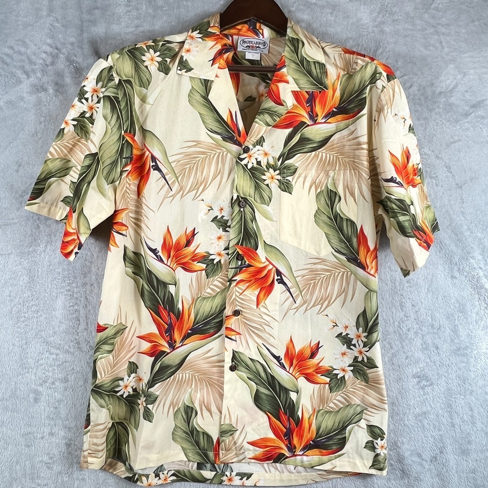 Pacific Legend Mens Large Hawaiian Shirt Tropical Floral Beach Camp Hawaii Luau